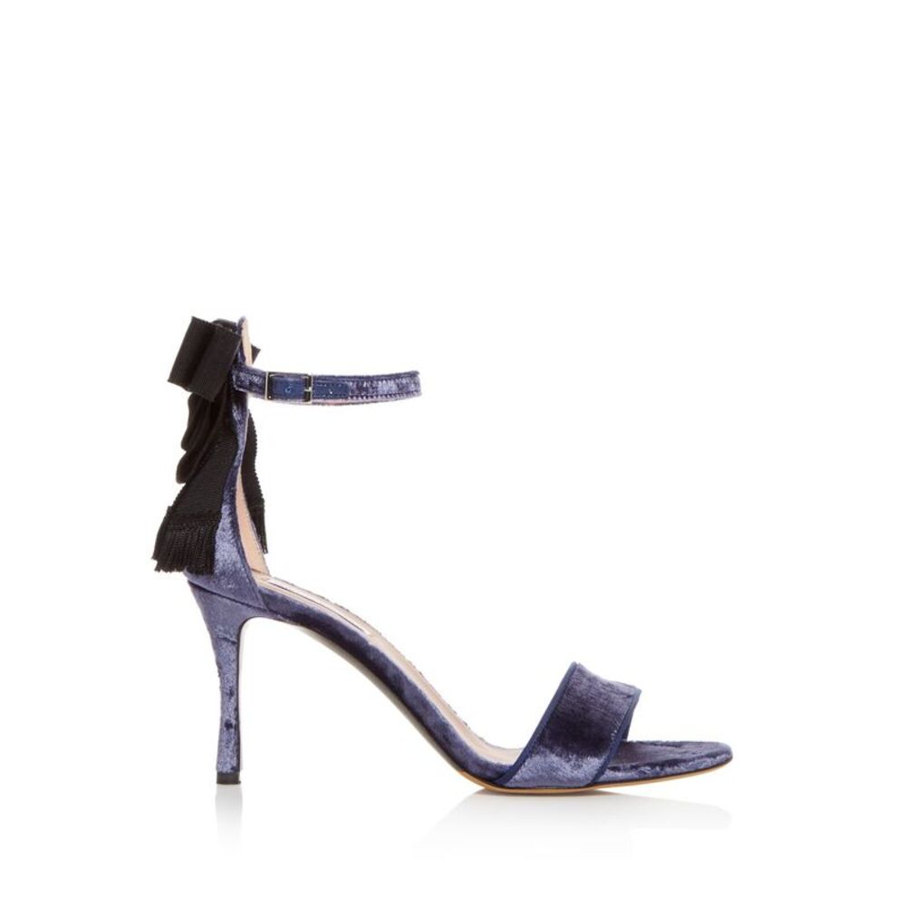 TABITHA SIMMONS Womens Blue Velvet Frances Almond Toe Stiletto Sandals 36